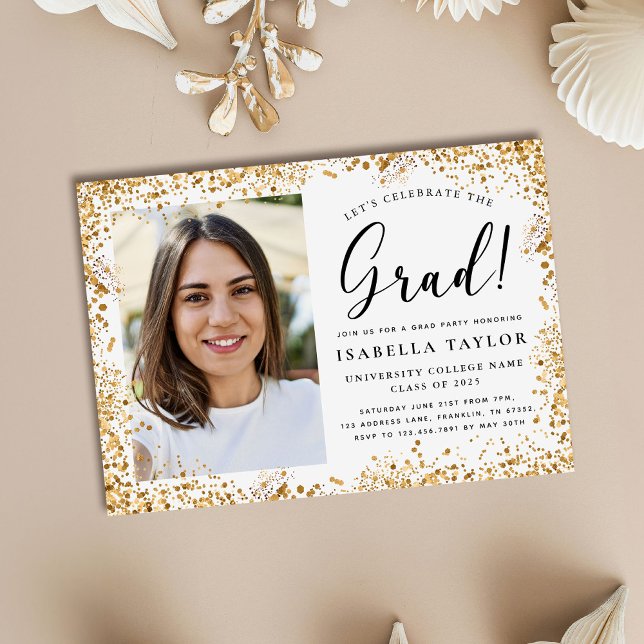 Modern Gold Glitter Graduation Party Invitation (Creator Uploaded)