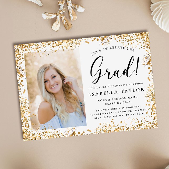 Modern Gold Glitter Graduation Party Invitation (Creator Uploaded)