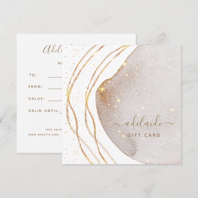 Modern Gold Glitter Hair Stylist Gift Certificate (Front/Back)