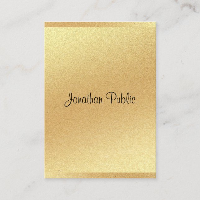 Modern Gold Glitter Hand Script Professional Cool Business Card (Front)