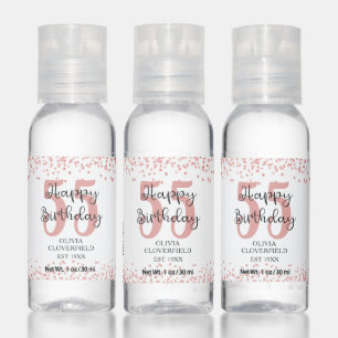 Modern Gold Glitter HAPPY 55th BIRTHDAY Favor Hand Sanitizer