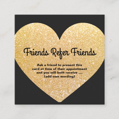Modern Gold Glitter Heart Customer Referral Card