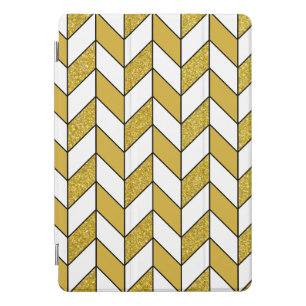 Modern Gold Glitter Herringbone Chevron iPad Pro Cover