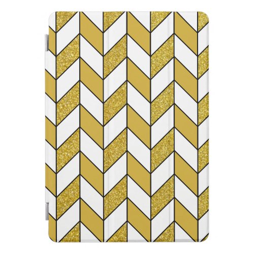 Modern Gold Glitter Herringbone Chevron iPad Pro Cover