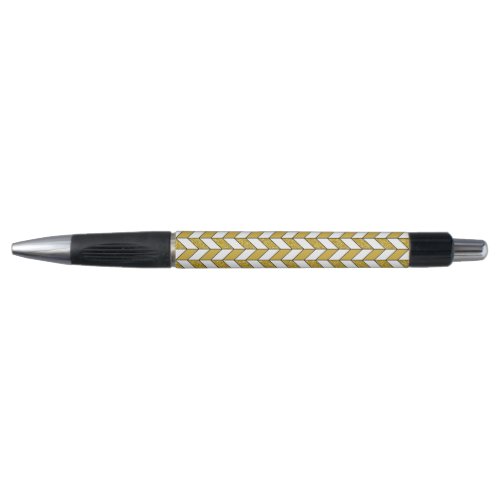 Modern Gold Glitter Herringbone Chevron Pen