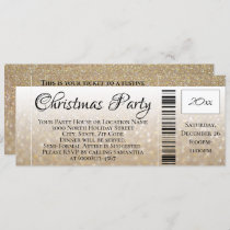 Modern Gold Glitter Holiday Christmas Party Ticket Invitation