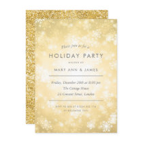 Modern Gold Glitter Holiday Party Invitation