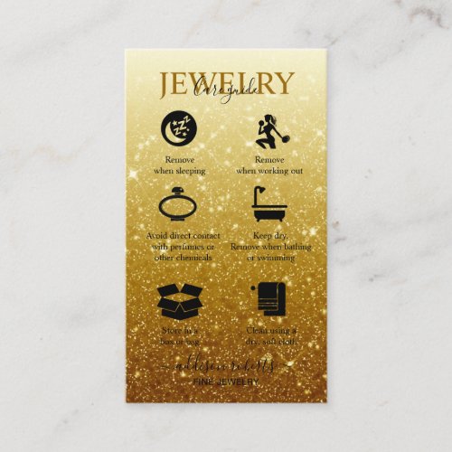 Modern  Gold Glitter Jewelry Care   Business Card