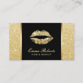 Modern Gold Glitter Lips Makeup Artist Business Card (Front)