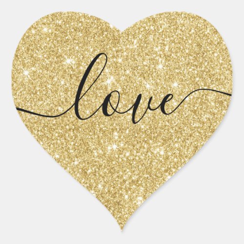 Modern Gold Glitter Love Script Wedding Seal