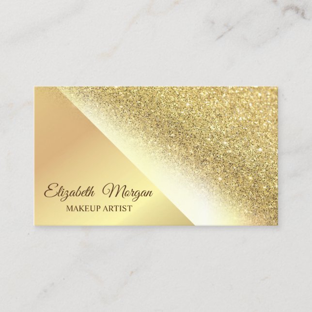 Modern Gold  Glitter ,Makeup Artist Business Card (Front)