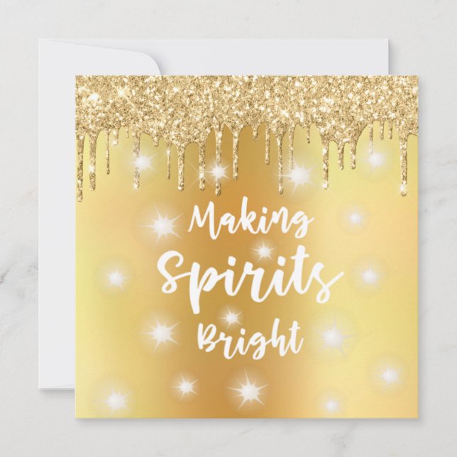 Modern Gold Glitter MAKING SPIRITS BRIGHT Photo Holiday Card (Front)