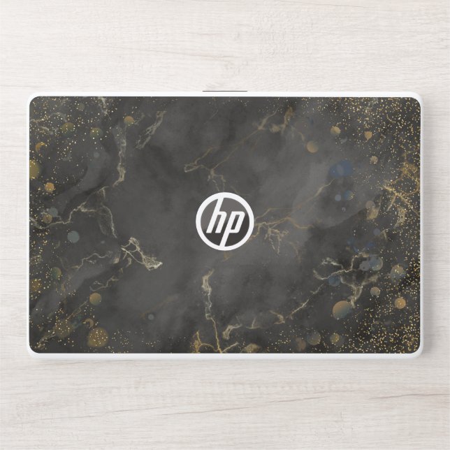 Modern gold glitter marble   HP laptop skin (Front)