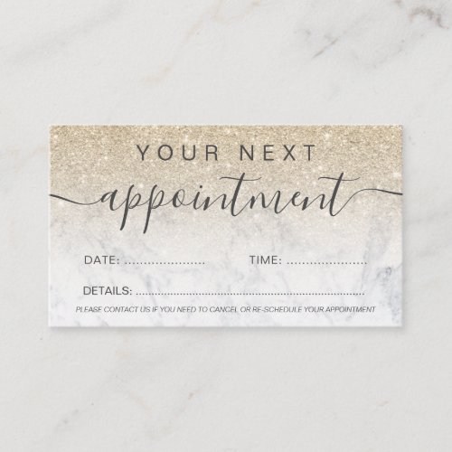 Modern gold glitter marble ombre professional appointment card