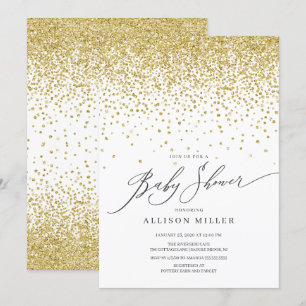 Modern Gold Glitter Neutral Baby Shower Invitation