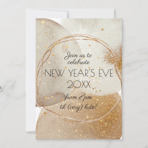 Modern gold glitter New Year Invitation