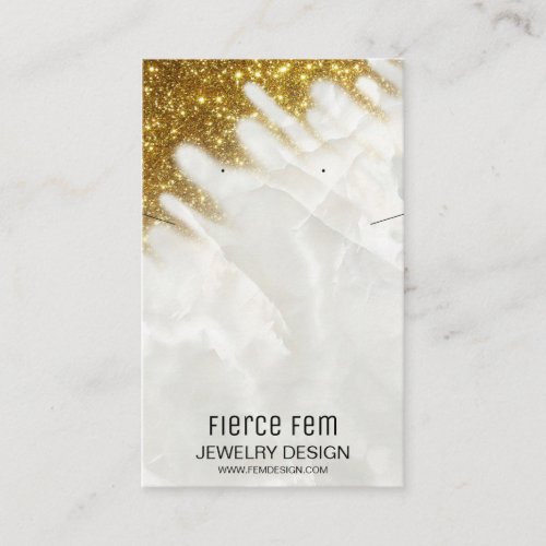 Modern Gold Glitter On Marble Jewelry Display Card