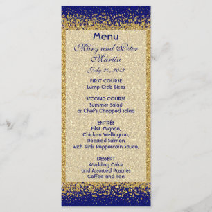 Modern Gold Glitter on Royal Blue Menu