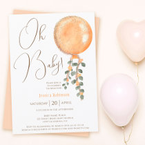 Baby shower party glitter gold THANK YOU card printable in orange