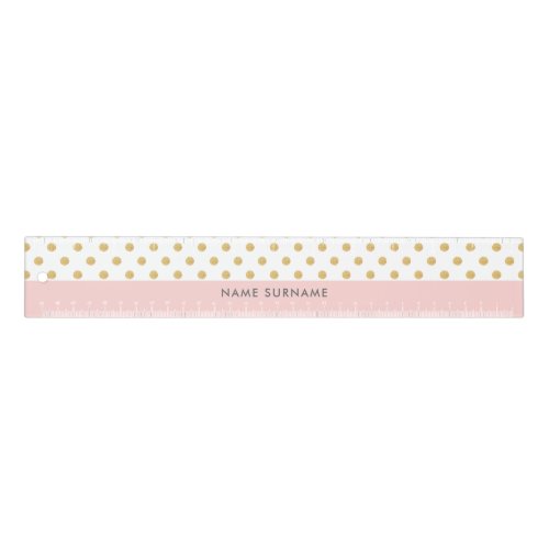 Modern Gold Glitter Polka Dot Pattern 12 Ruler