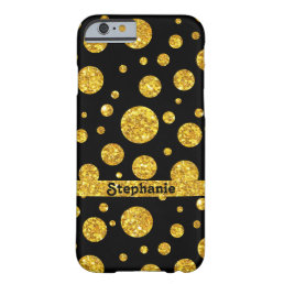 Modern Gold Glitter Polka Dots Pattern Barely There iPhone 6 Case