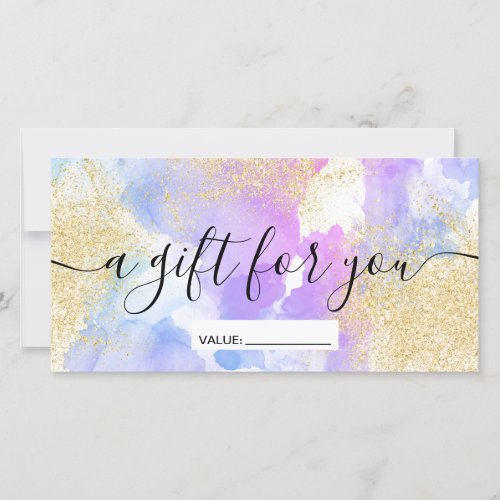 Modern gold glitter purple watercolor script gift