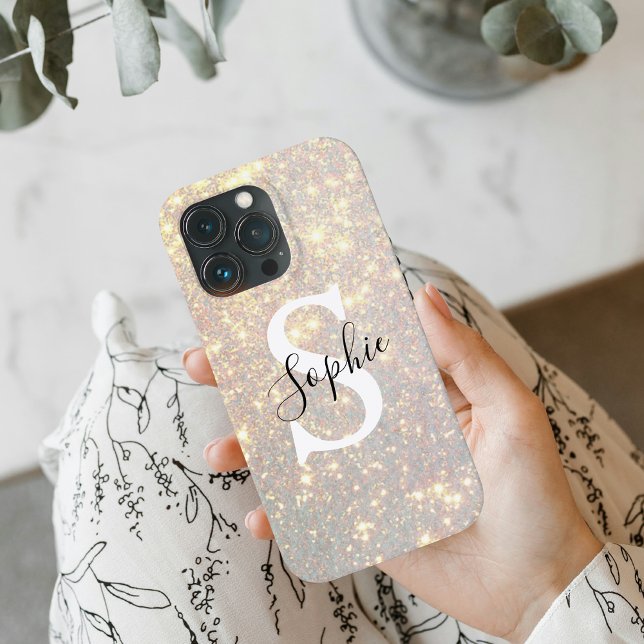 Modern Gold Glitter Spark  | Personal Initial  Case-Mate iPhone Case (Creator Uploaded)