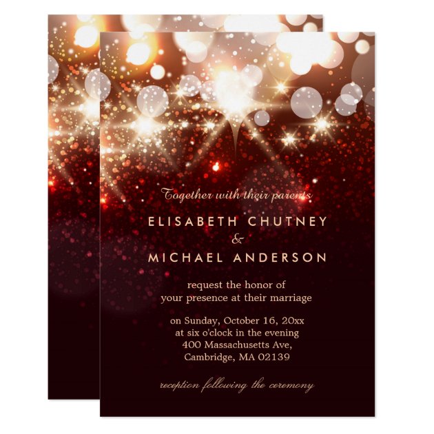 Modern Gold Glitter Sparkles Elegant Wedding Invitation