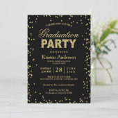 Modern Gold Glitter Sparkles Graduation Party Invitation (Standing Front)