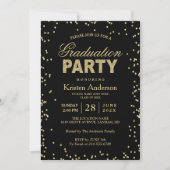 Modern Gold Glitter Sparkles Graduation Party Invitation (Front)
