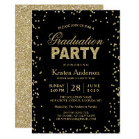 Modern Gold Glitter Sparkles Graduation Party Invitation