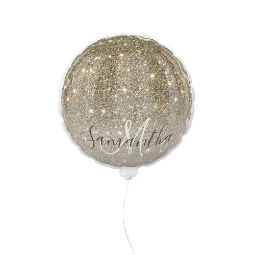 Modern Gold Glitter Sparkles Personalized Name Balloon