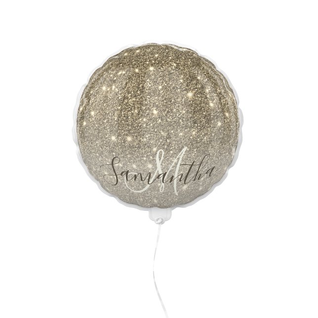 Modern Gold Glitter Sparkles Personalized Name Balloon (Creator Uploaded)