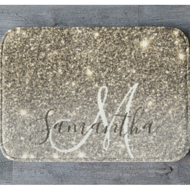 Modern Gold Glitter Sparkles Personalized Name Bath Mat Zazzle