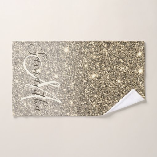 Modern Gold Glitter Sparkles Personalized Name Bath Towel Set Zazzle