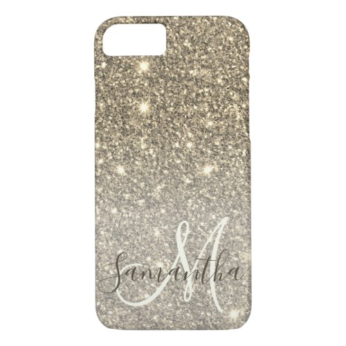 Modern Gold Glitter Sparkles Personalized Name iPhone 87 Case