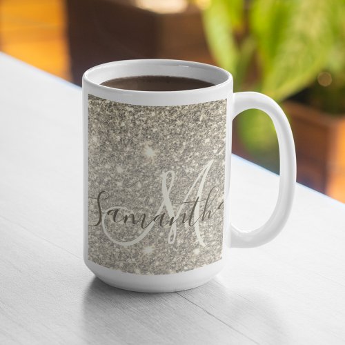 Modern Gold Glitter Sparkles Personalized Name Coffee Mug