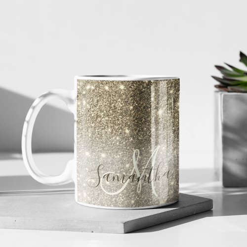 Modern Gold Glitter Sparkles Personalized Name Coffee Mug