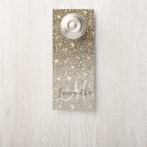 Modern Gold Glitter Sparkles Personalized Name Door Hanger