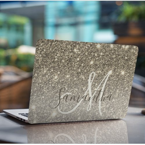 Modern Gold Glitter Sparkles Personalized Name HP Laptop Skin