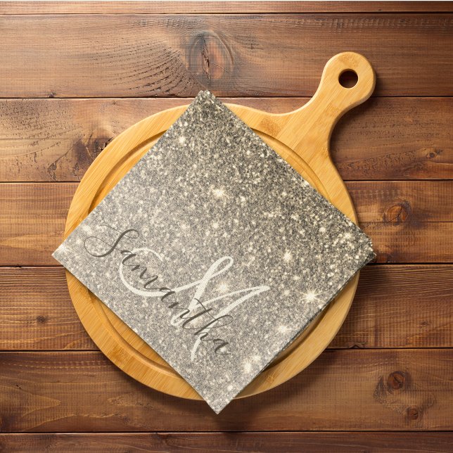 Modern Gold Glitter Sparkles Personalized Name Kitchen Towel (Creator Uploaded)