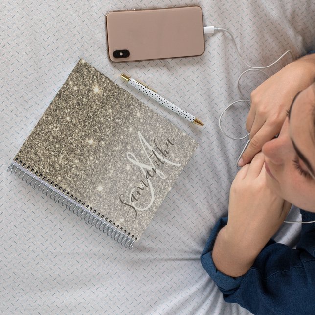 Modern Gold Glitter Sparkles Personalized Name Notebook (Creator Uploaded)