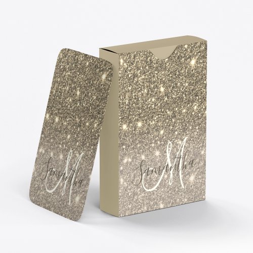 Modern Gold Glitter Sparkles Personalized Name Poker Cards