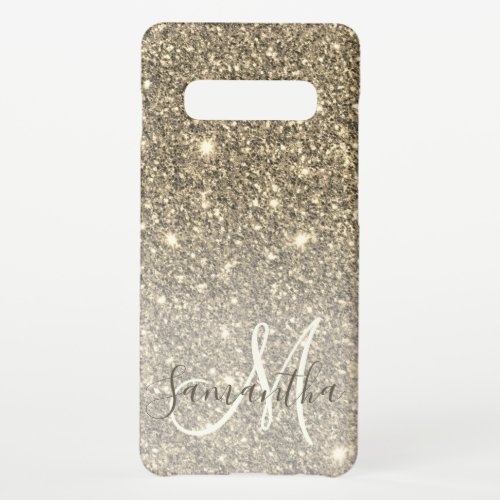 Modern Gold Glitter Sparkles Personalized Name Samsung Galaxy S10 Case