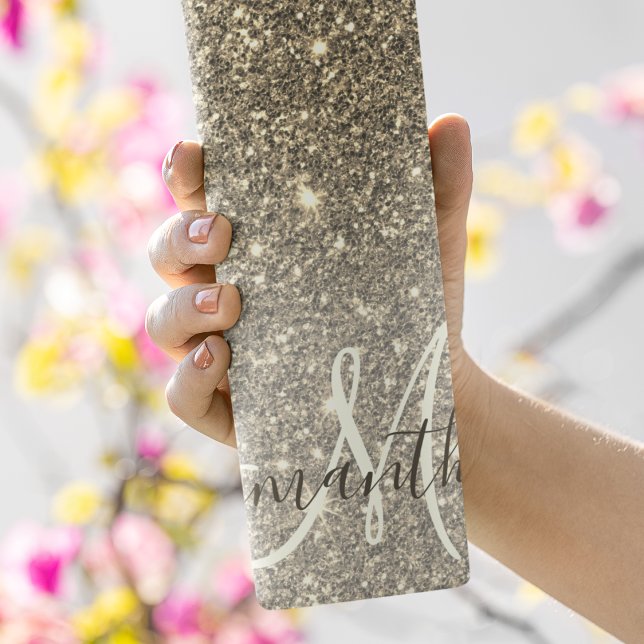 Modern Gold Glitter Sparkles Personalized Name Thermal Tumbler (Creator Uploaded)