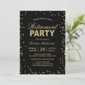Modern Gold Glitter Sparkles Retirement Party Invitation (Standing Front)