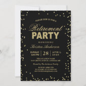Modern Gold Glitter Sparkles Retirement Party Invitation (Front)