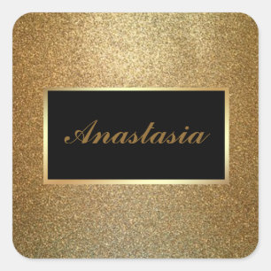Modern Gold Glitter Square Sticker