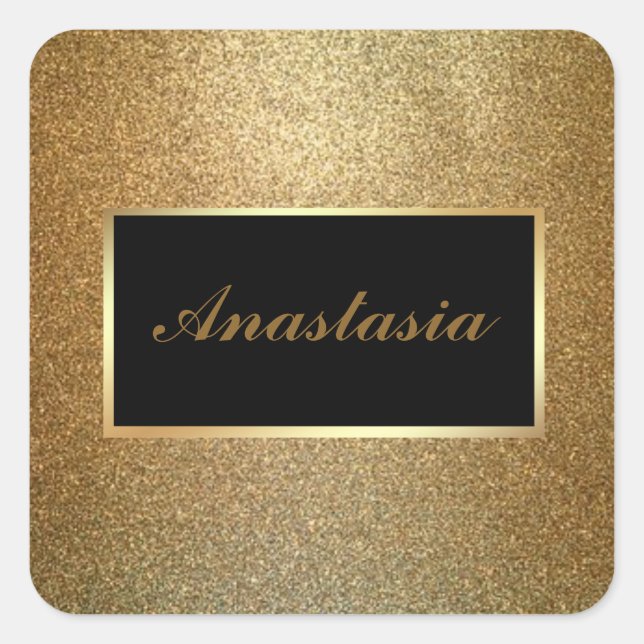 Modern Gold Glitter Square Sticker (Front)