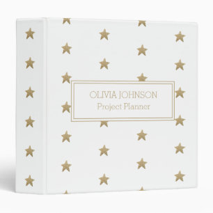 Modern Gold Glitter Stars Pattern 3-Ring Binder